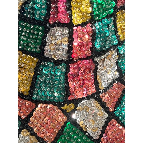 Vintage Sequin Mosaic Patterned Cap With Black Base For Adults - Picture 2 of 12